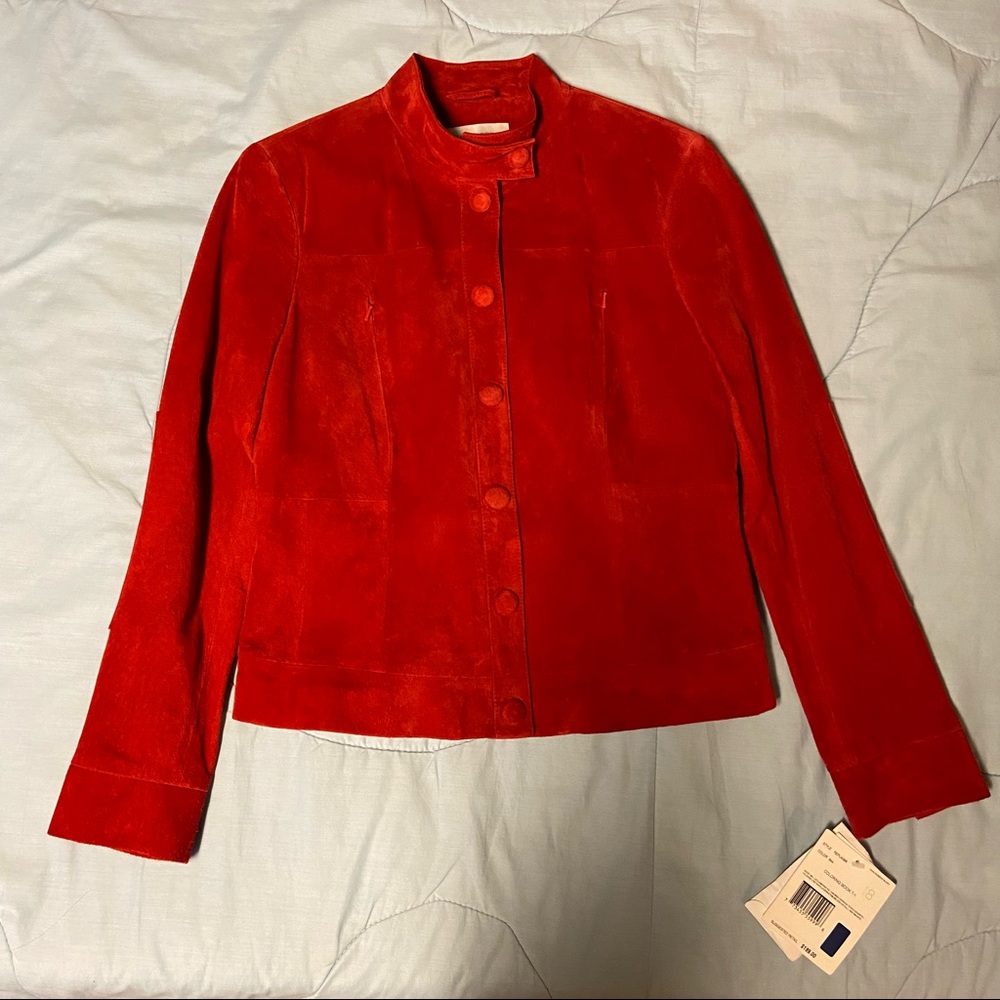 Amazing mod red suede jacket Liz Claiborne women’s 8 petite - new with tags